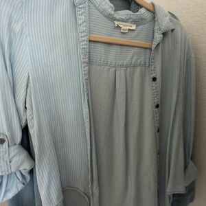 Light Blue Striped Button-Up Shirt